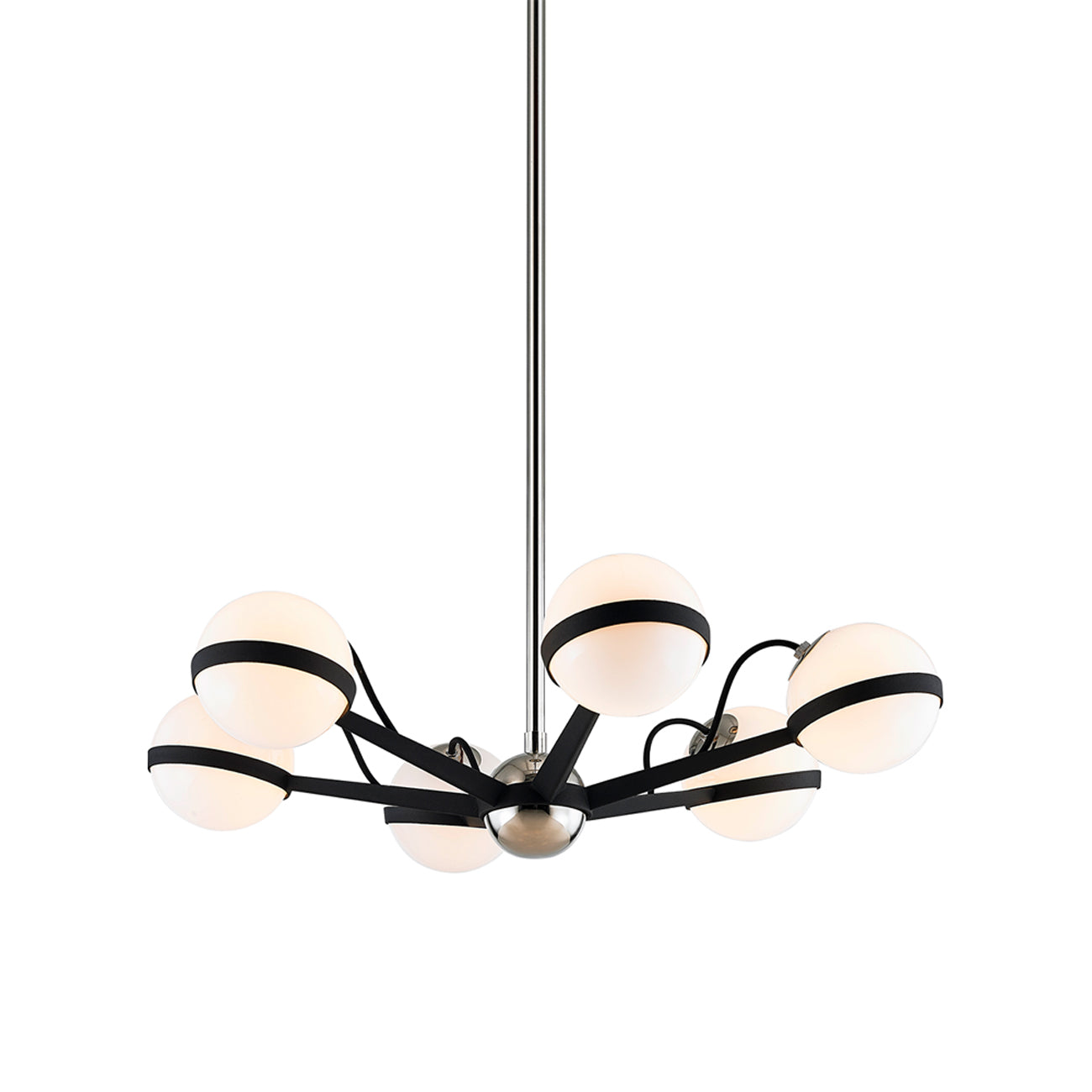 Ace Chandelier in Textured Black/Polished Nickel (6-Light).