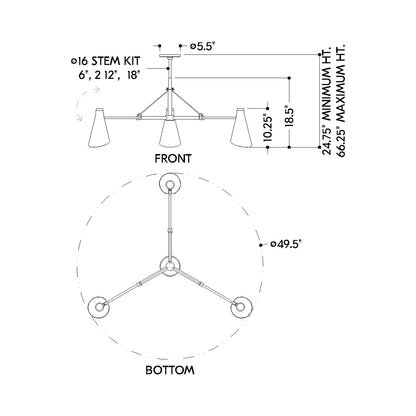 Andersen Chandelier - line drawing.