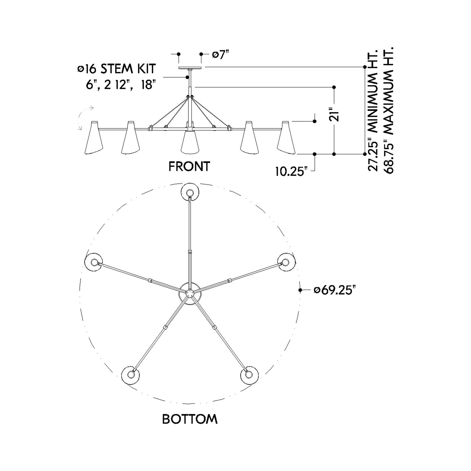 Andersen Chandelier - line drawing.