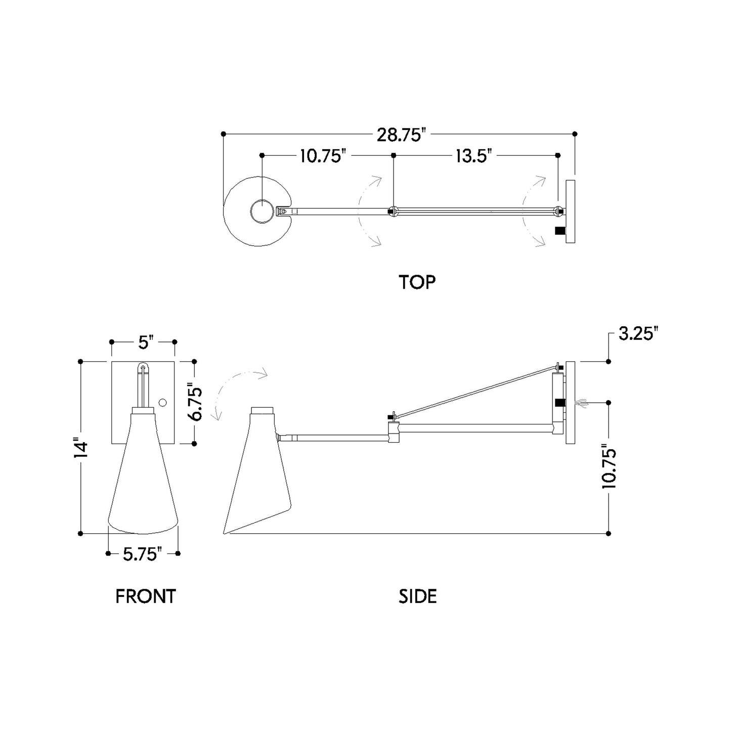 Andersen Wall Light - line drawing.