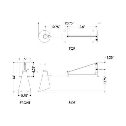 Andersen Wall Light - line drawing.