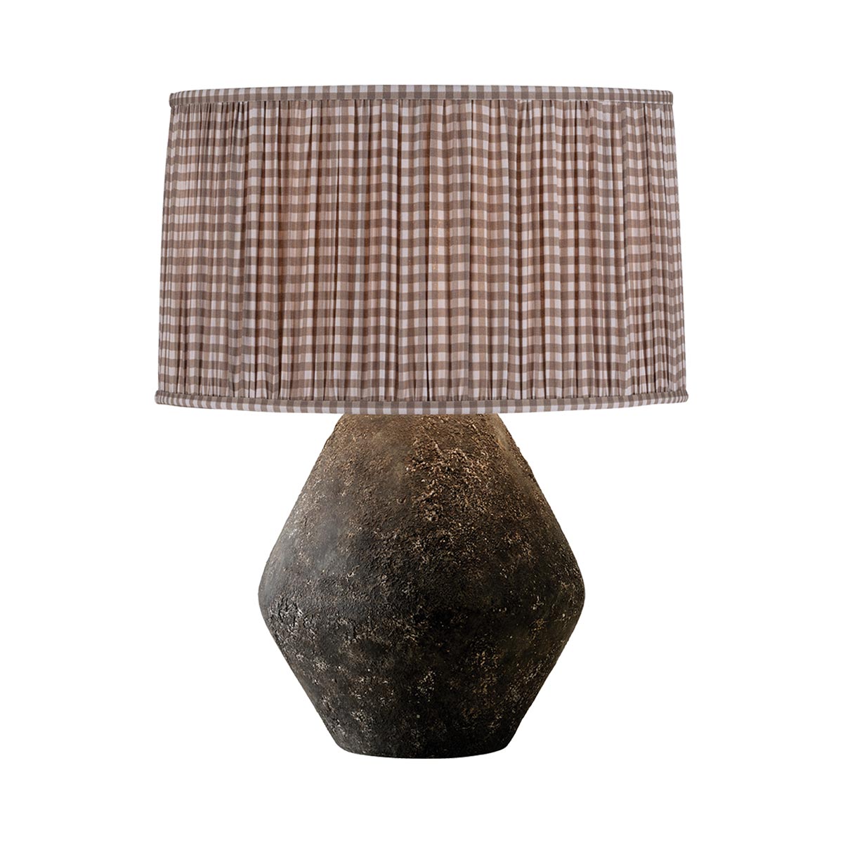 Artifact Table Lamp in Lava/Gingham Brown.