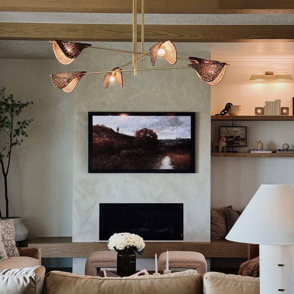 Barnaby Chandelier in living room.