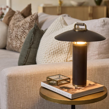 Birk Outdoor LED Table Lamp in living room.