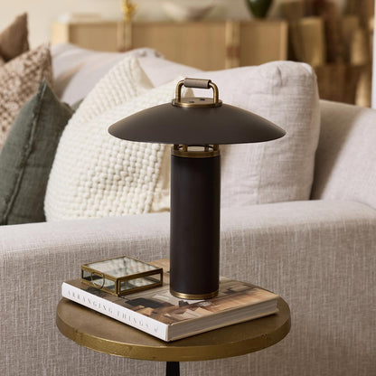 Birk Outdoor LED Table Lamp in living room.