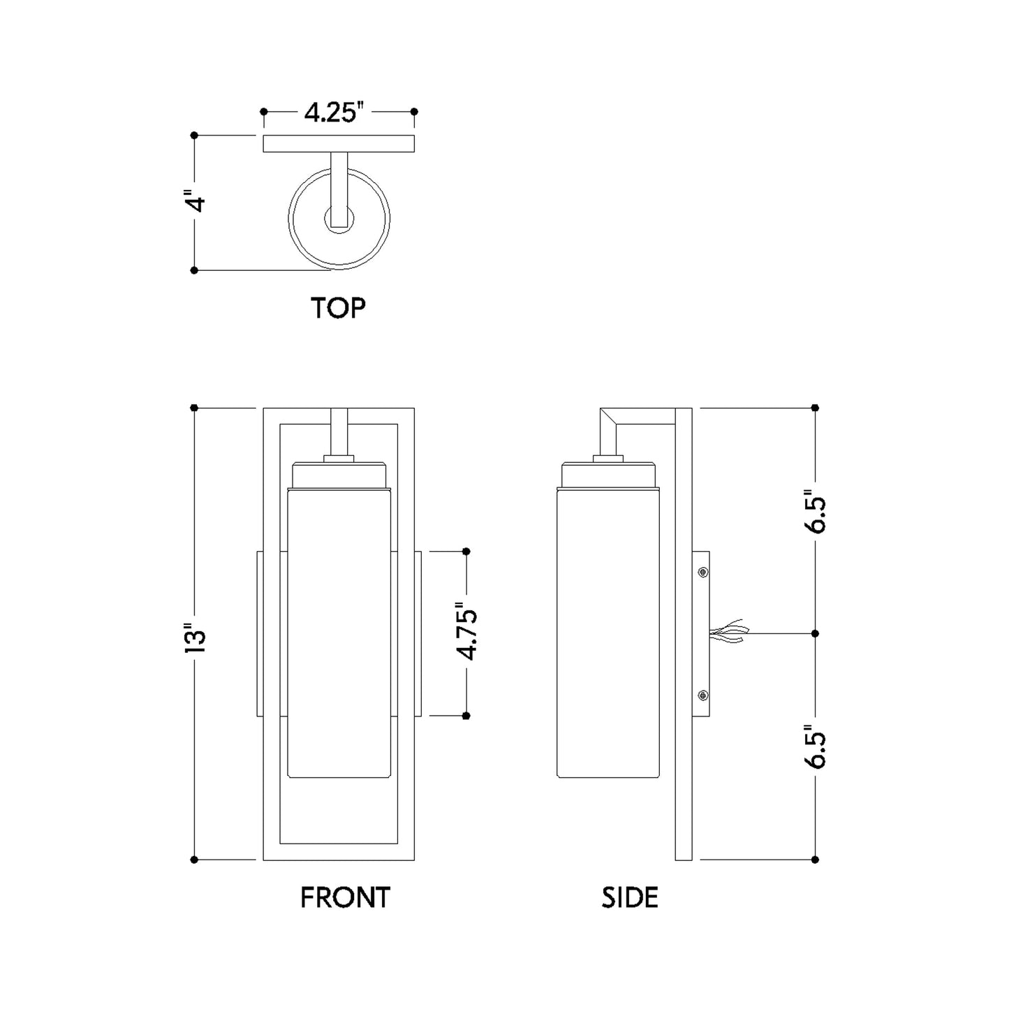 Chester Outdoor Wall Light - line drawing.