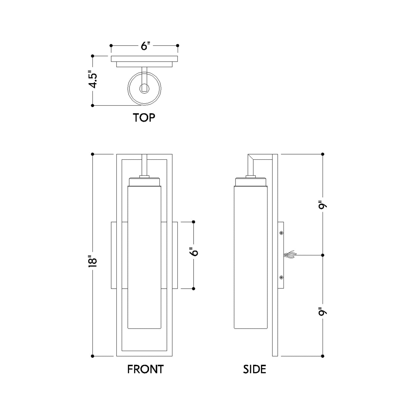 Chester Outdoor Wall Light - line drawing.