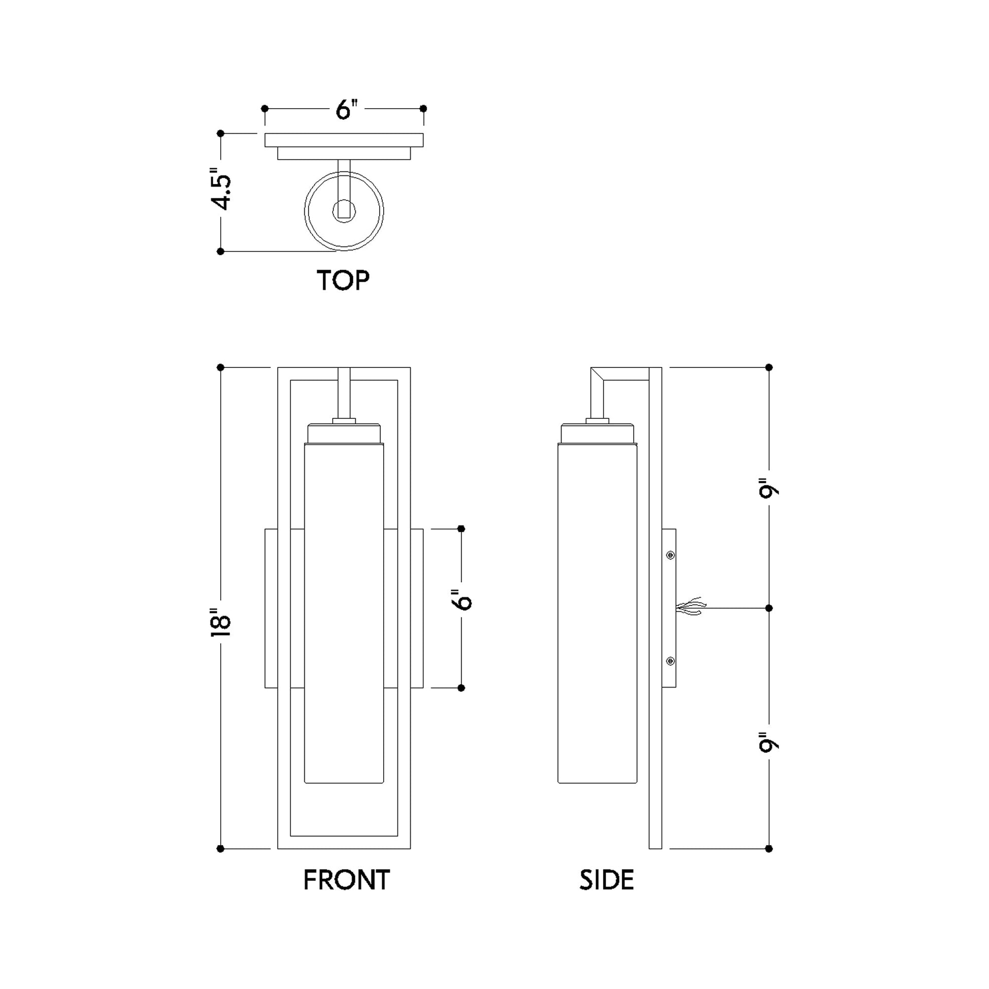 Chester Outdoor Wall Light - line drawing.