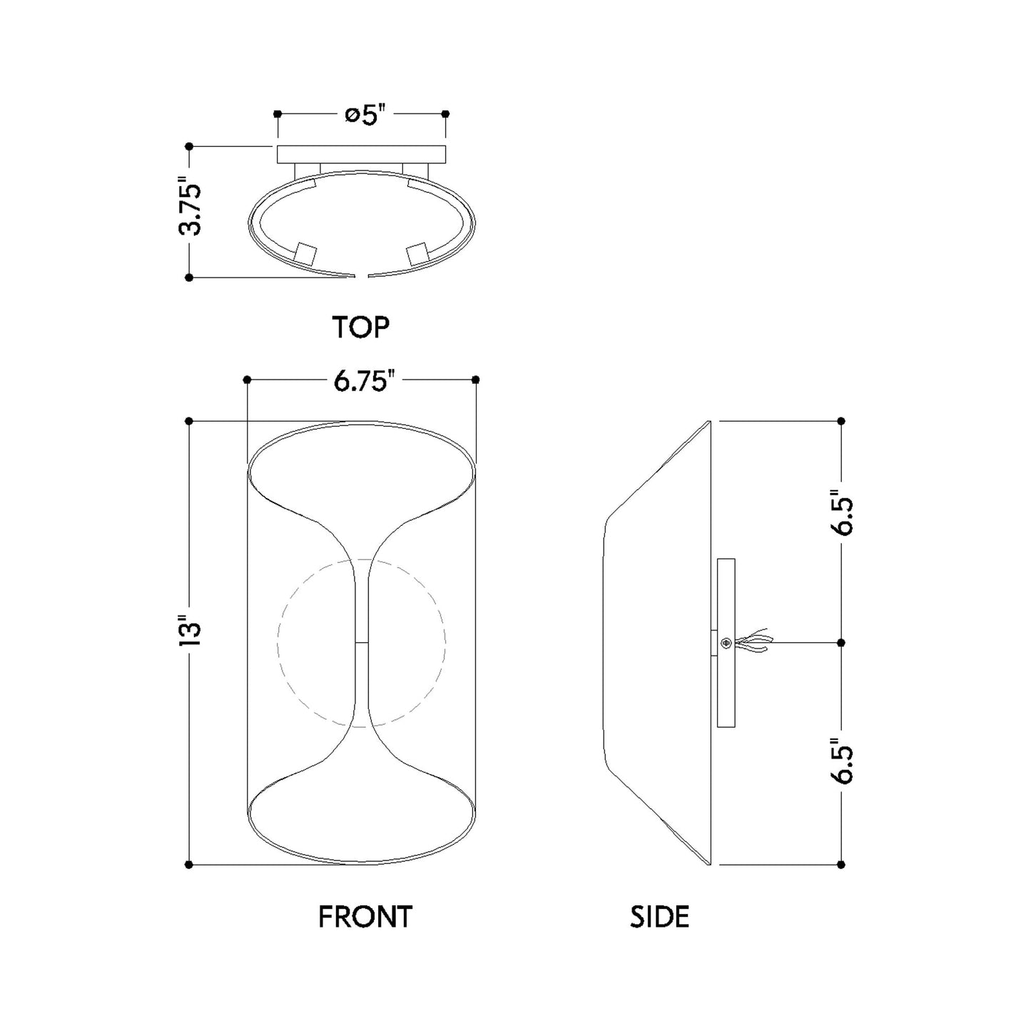 Cole Outdoor LED Wall Light - line drawing.