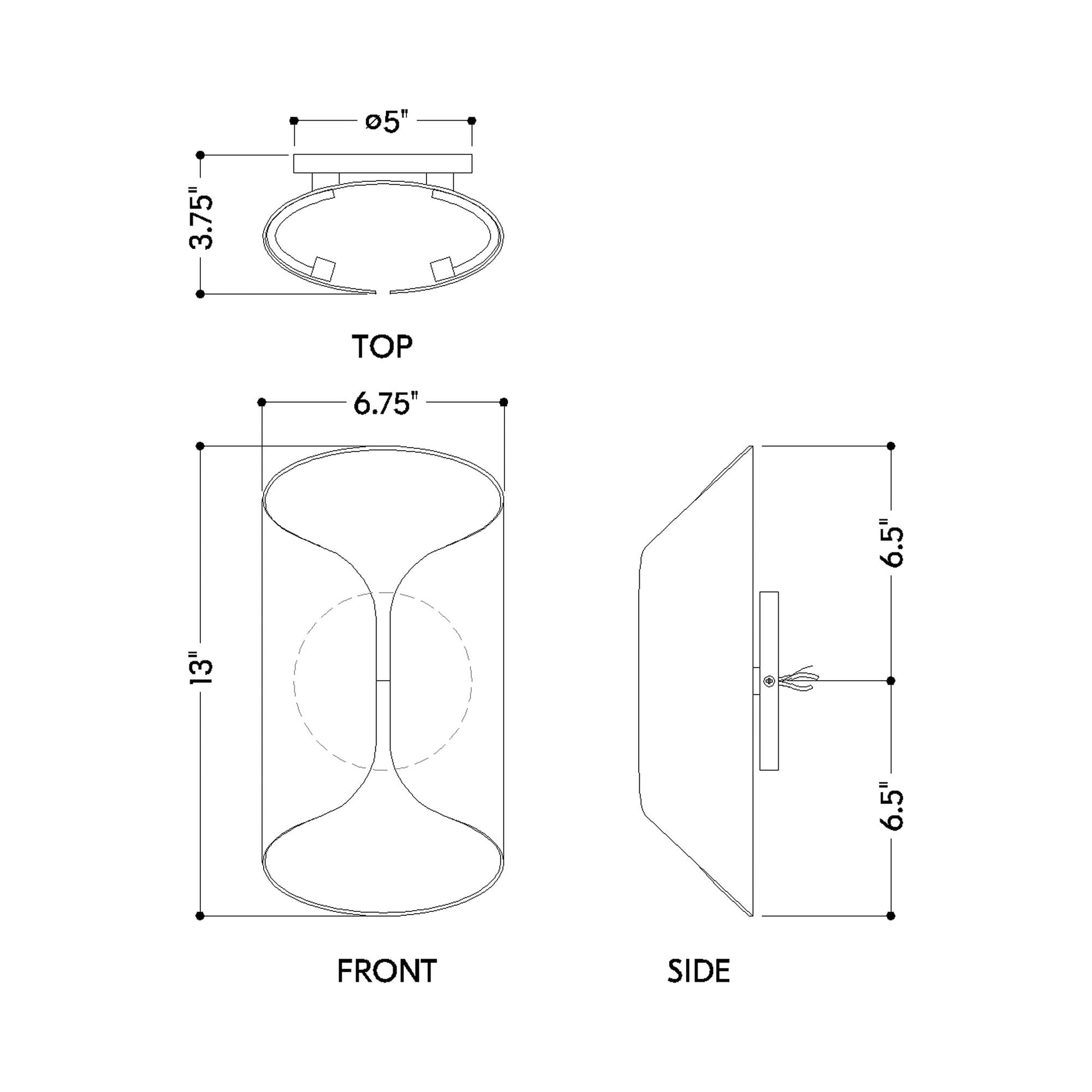 Cole Outdoor LED Wall Light - line drawing.