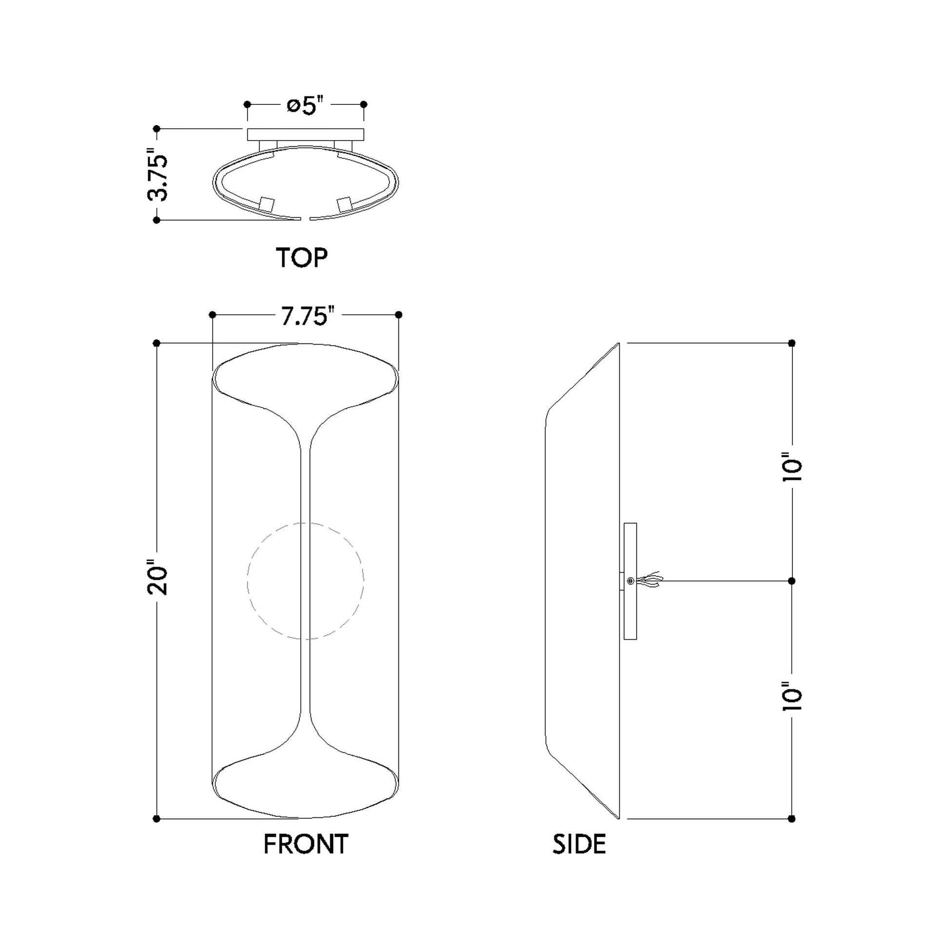 Cole Outdoor LED Wall Light - line drawing.