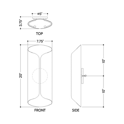 Cole Outdoor LED Wall Light - line drawing.