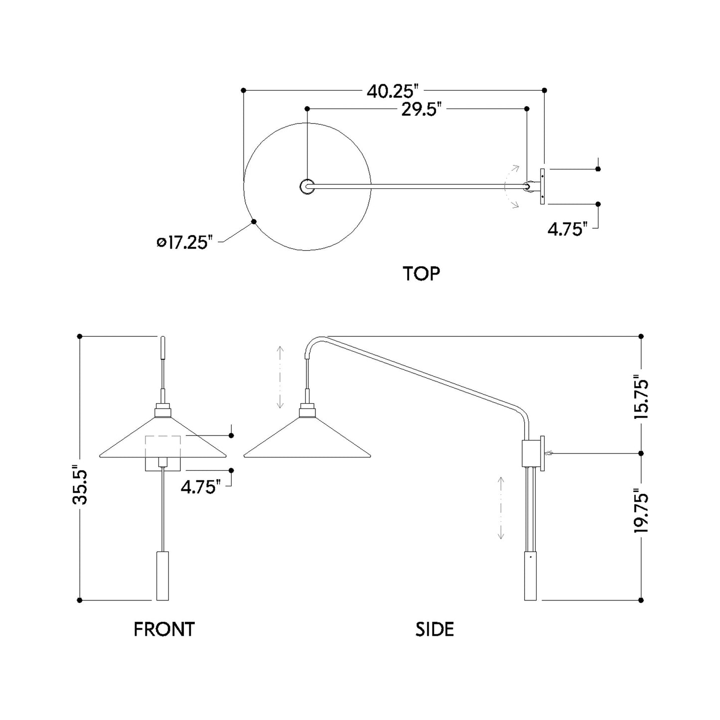 Conor Wall Light - line drawing.