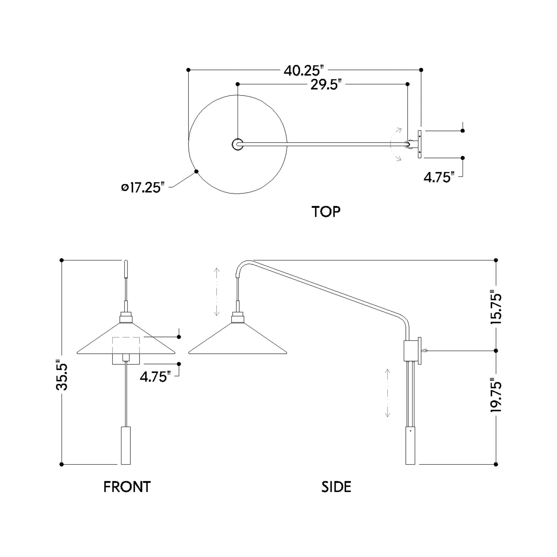 Conor Wall Light - line drawing.
