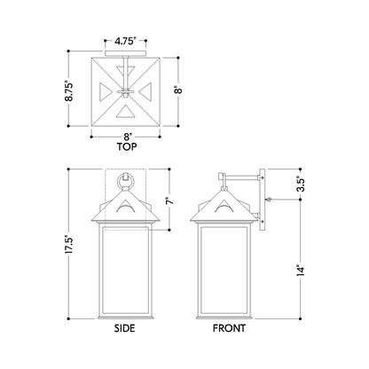 Corning Outdoor Wall Light - line drawing.