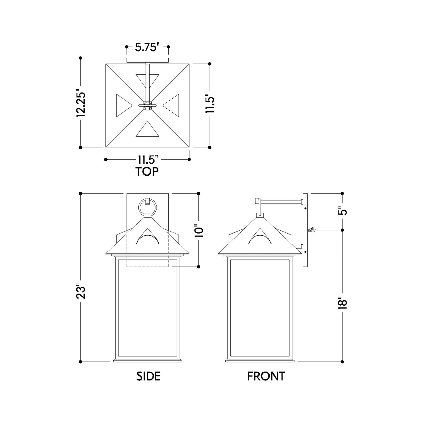 Corning Outdoor Wall Light - line drawing.
