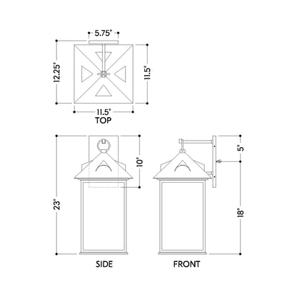 Corning Outdoor Wall Light - line drawing.