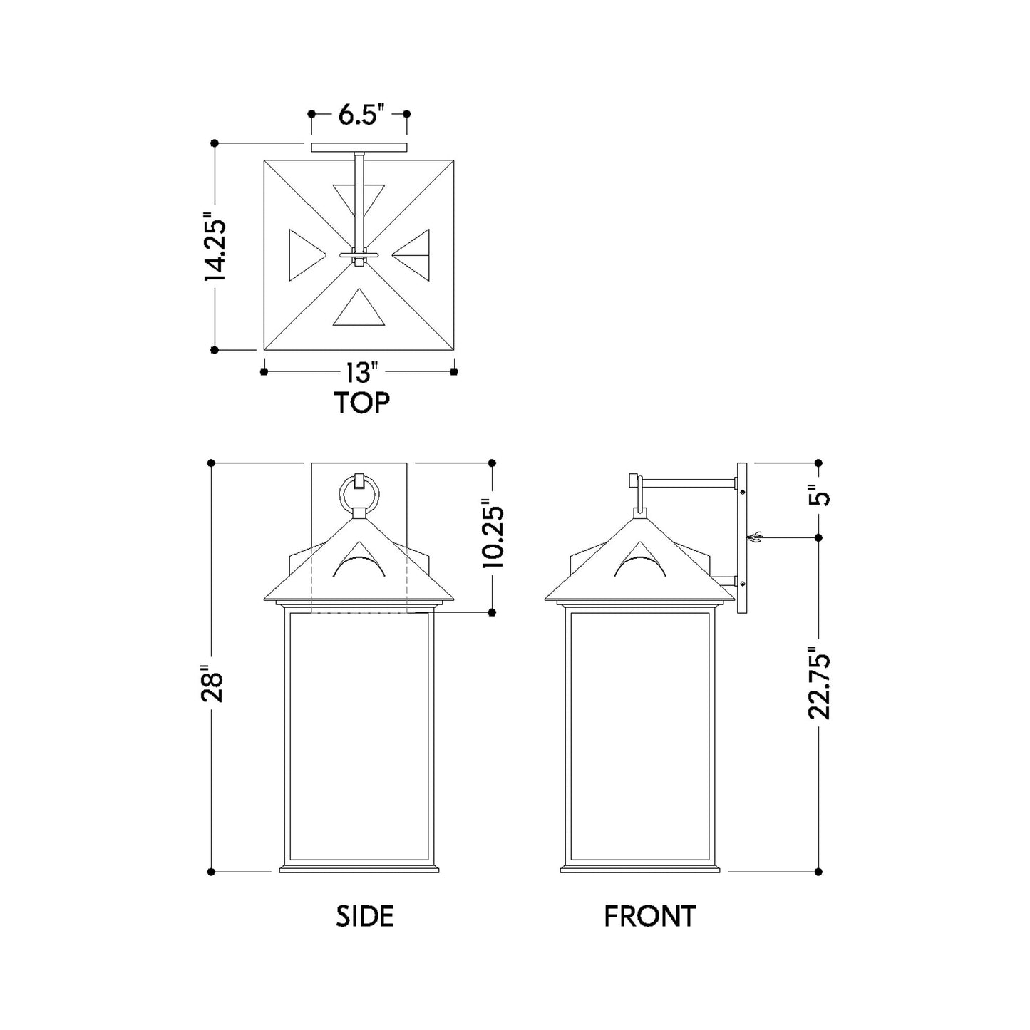 Corning Outdoor Wall Light - line drawing.