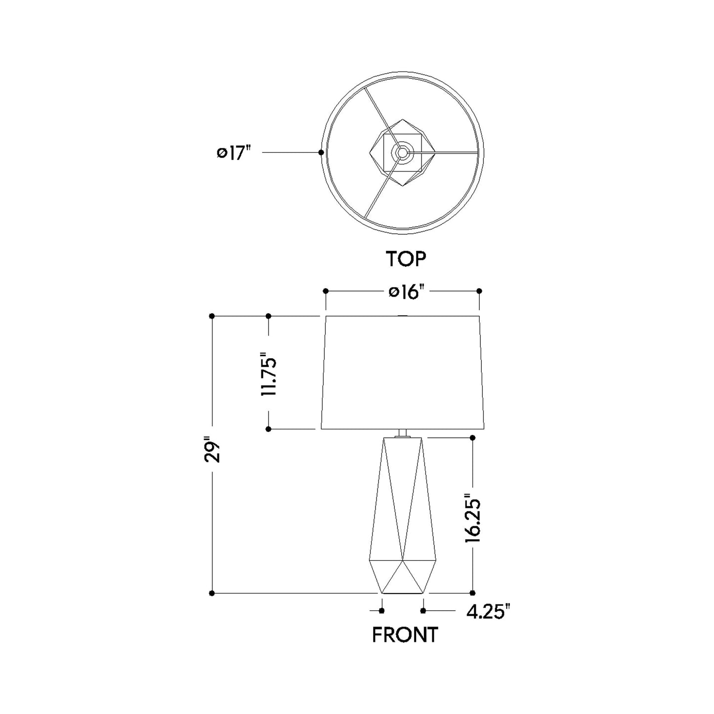 Coronado Table Lamp - line drawing.