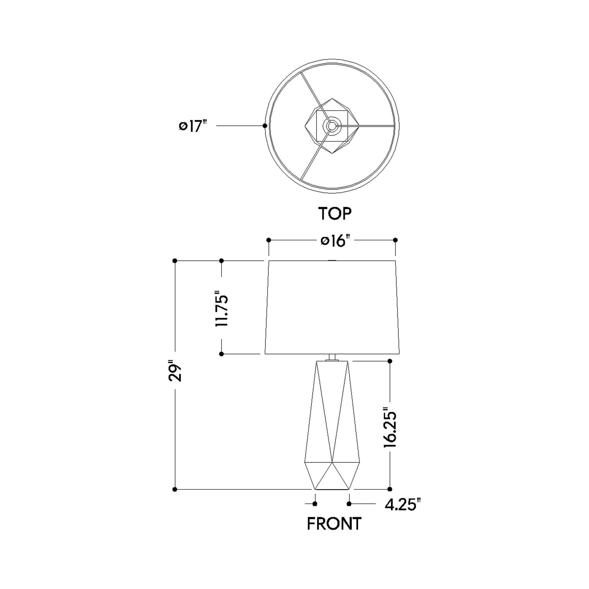Coronado Table Lamp - line drawing.
