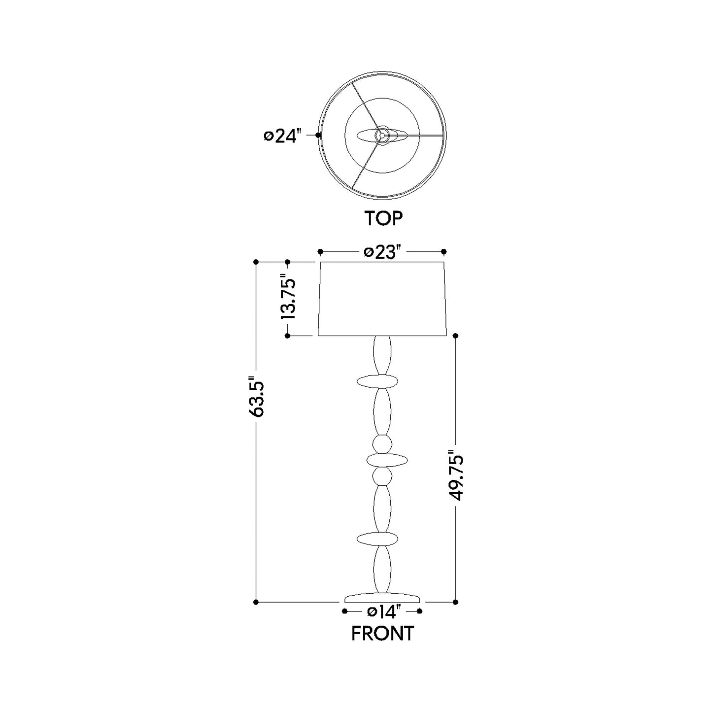 Cullen Floor Lamp - line drawing.