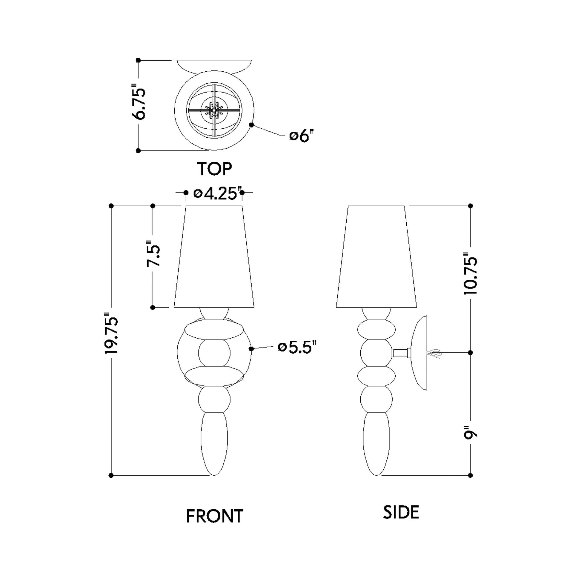 Cullen Wall Light - line drawing.