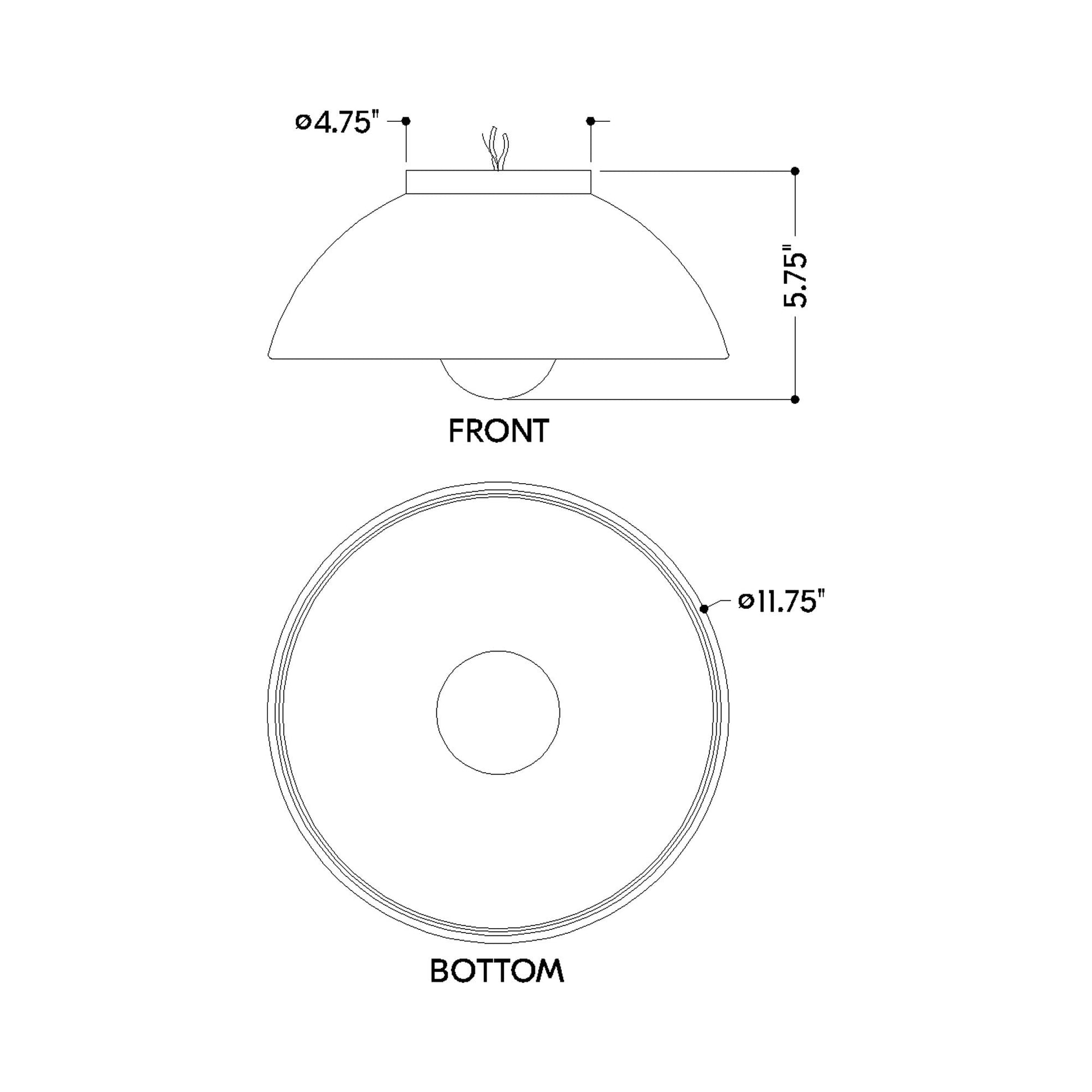 Eclipse Flush Mount Ceiling Light - line drawing.