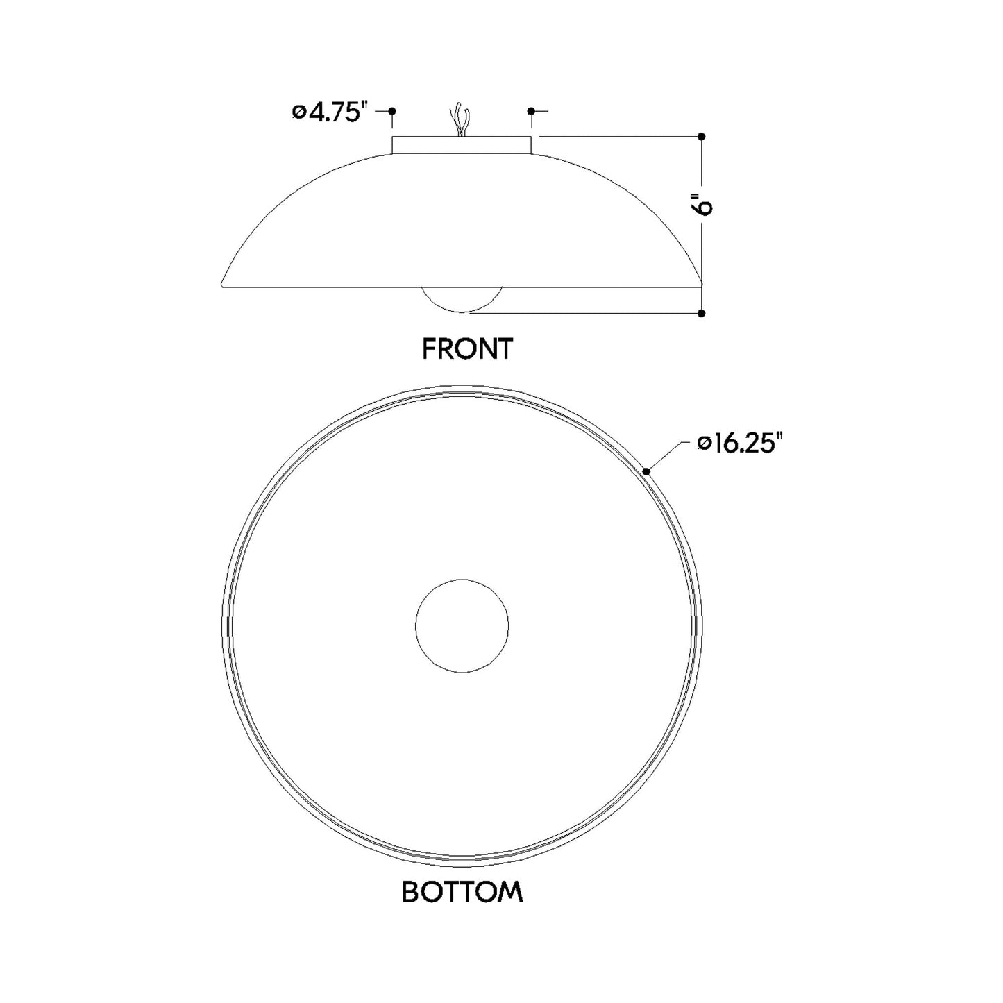 Eclipse Flush Mount Ceiling Light - line drawing.