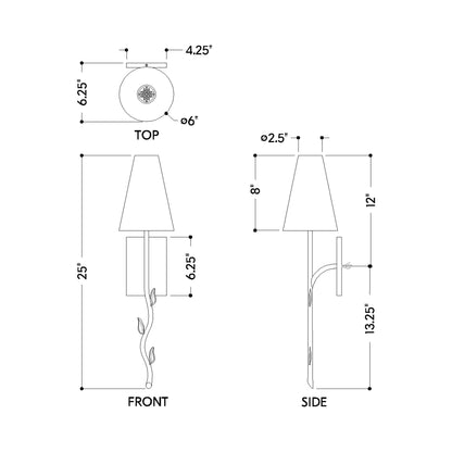 Elwyn Wall Light - line drawing.