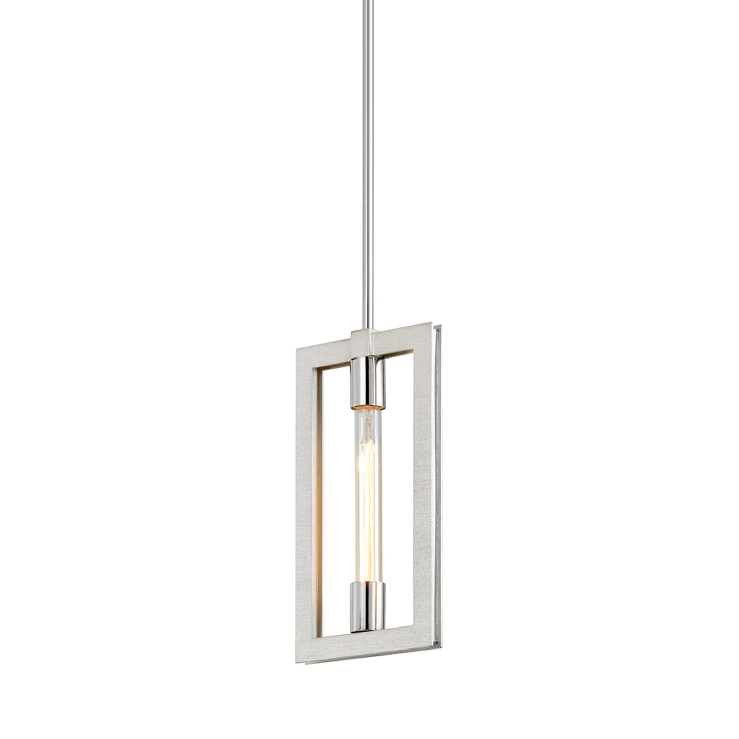 Enigma Mini Pendant Light in Silver Leaf/Stainless Steel.