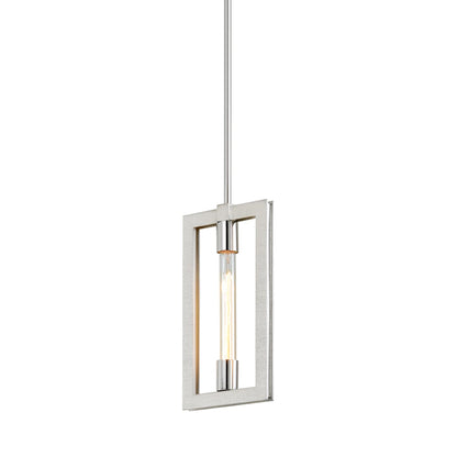 Enigma Mini Pendant Light in Silver Leaf/Stainless Steel.