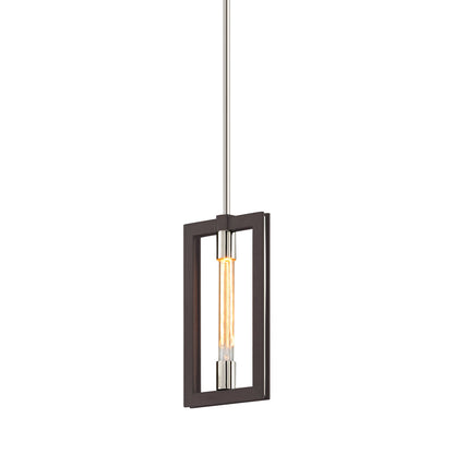 Enigma Mini Pendant Light in Texture Bronze/Stainless Steel.