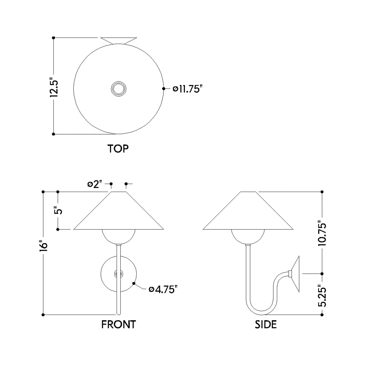 Evan Wall Light - line drawing.