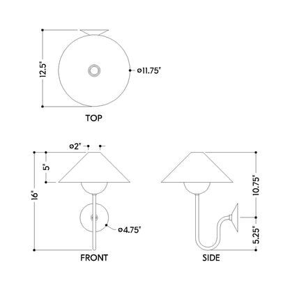 Evan Wall Light - line drawing.