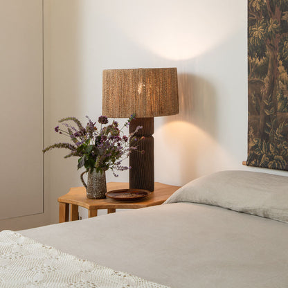 Folk Table Lamp in bedroom.