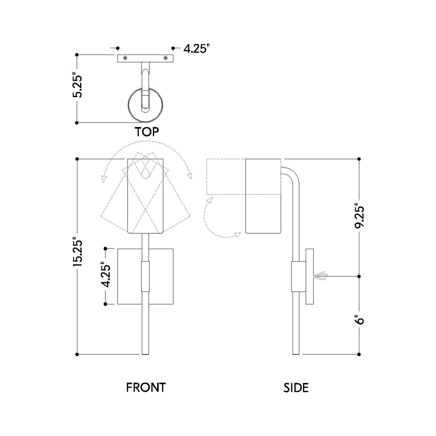 Gage Wall Light - line drawing.