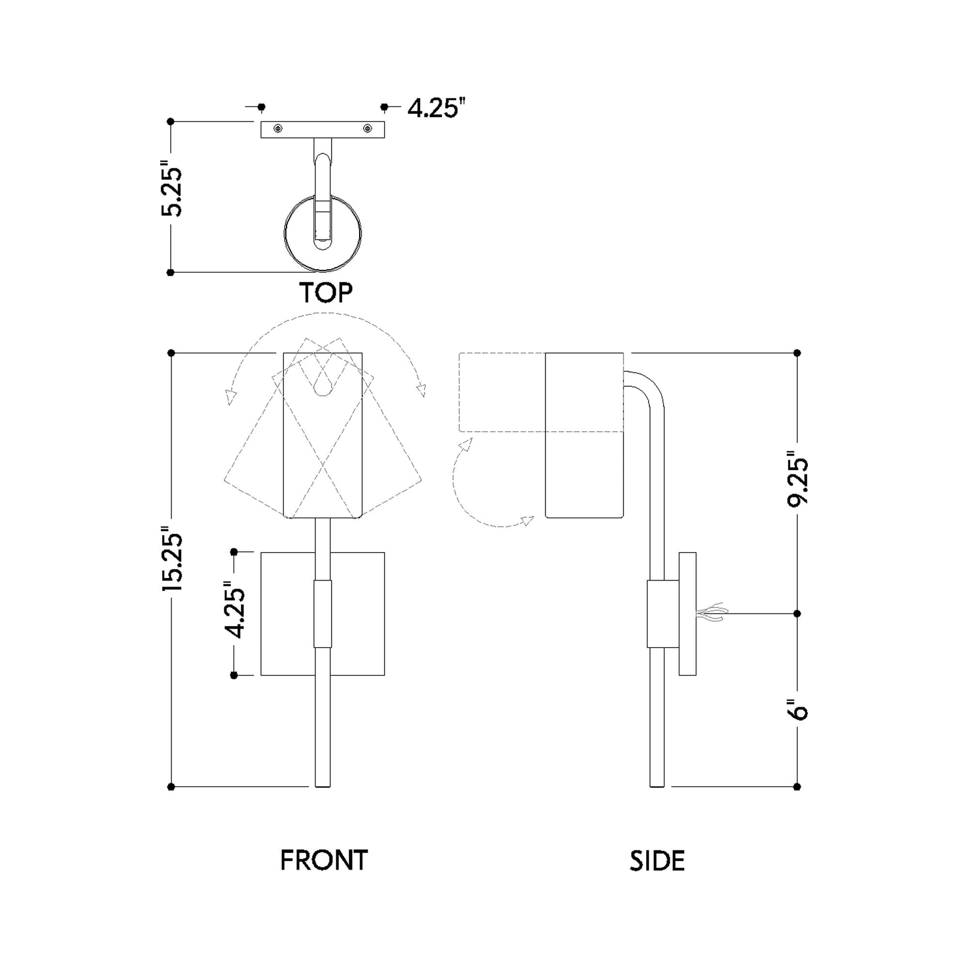 Gage Wall Light - line drawing.