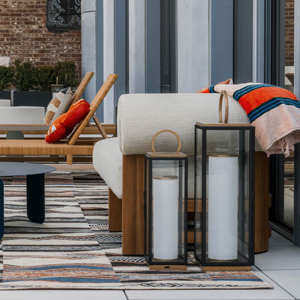 Gareth Outdoor LED Table Lamp in Outside Area.
