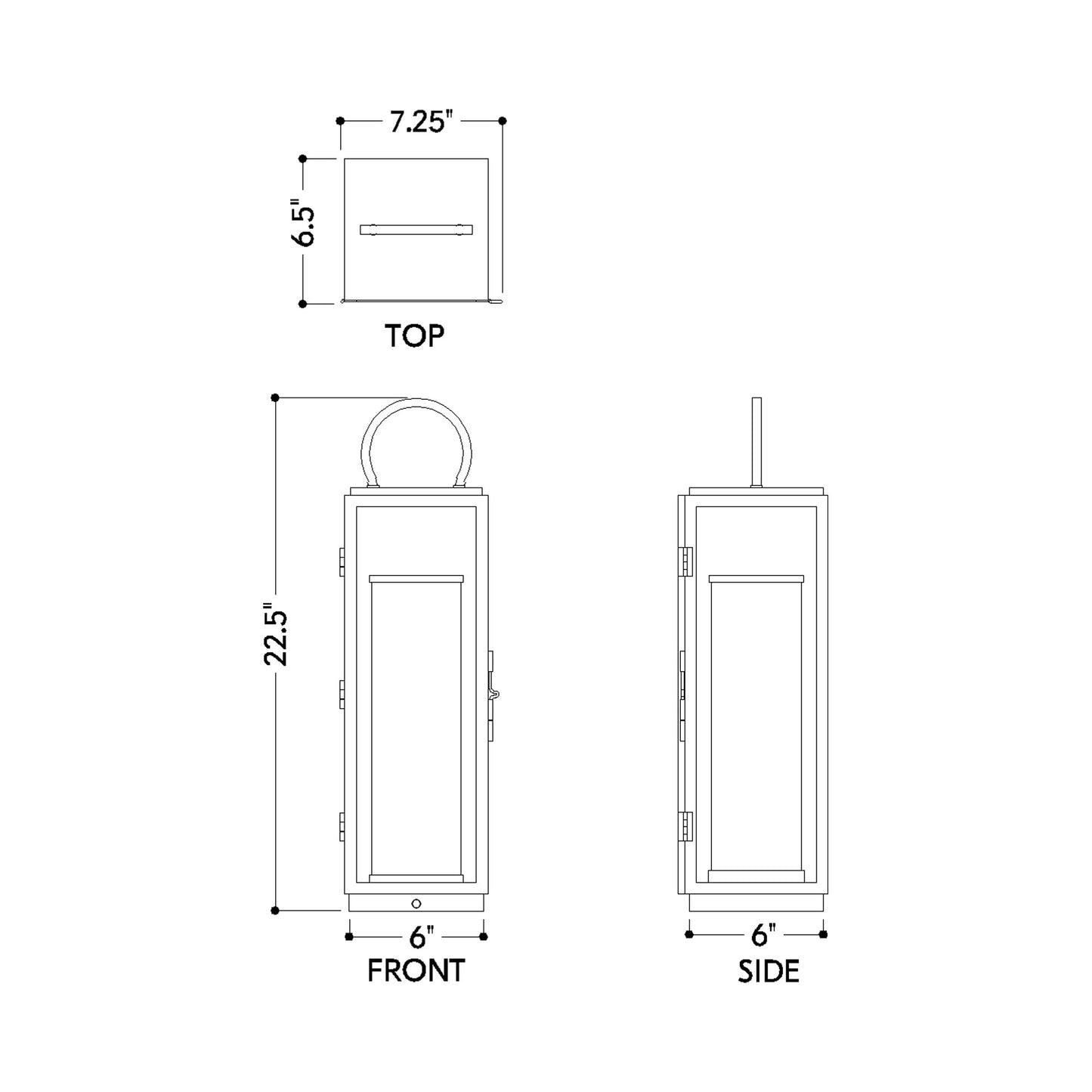 Gareth Outdoor LED Table Lamp - line drawing.