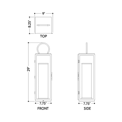 Gareth Outdoor LED Table Lamp - line drawing.