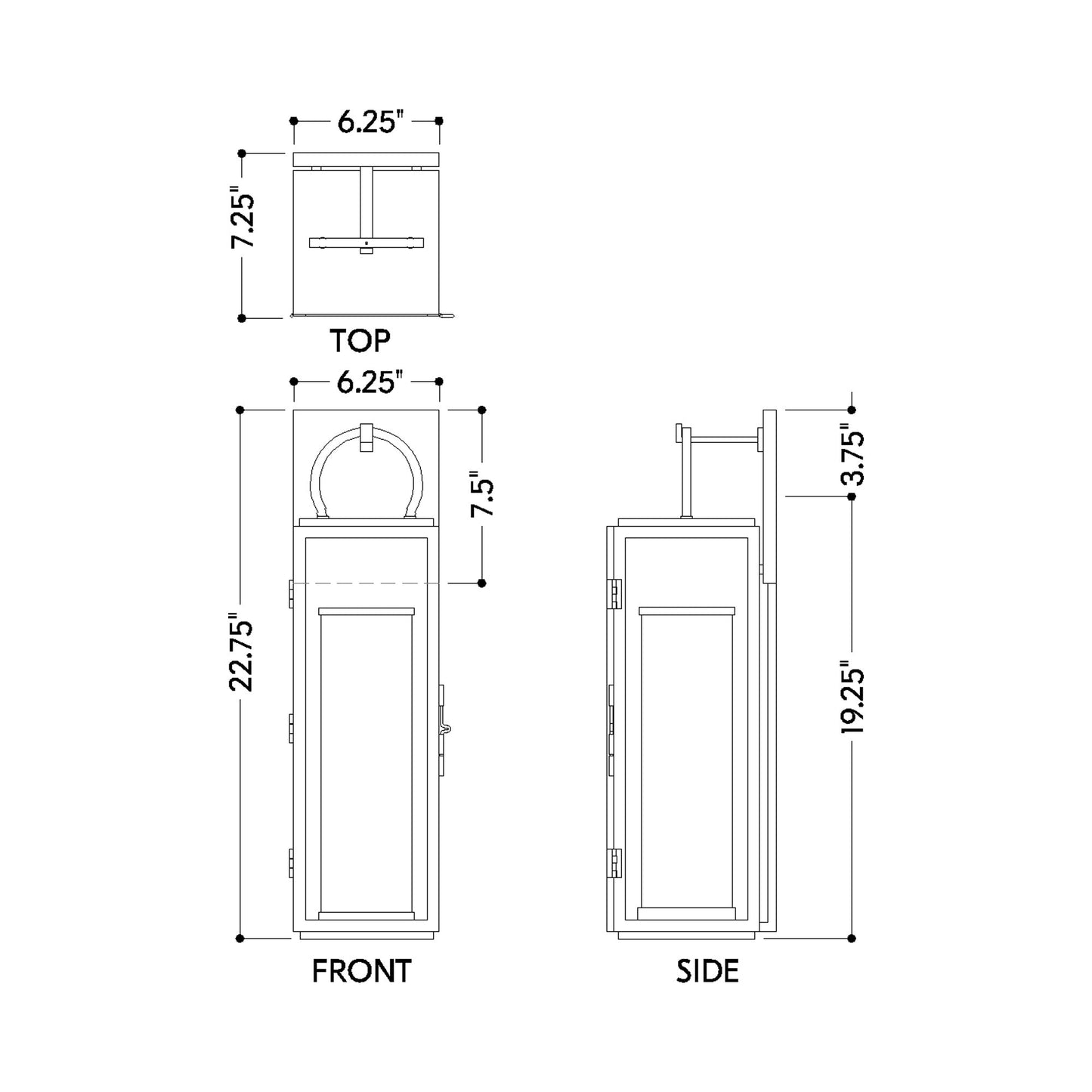 Gareth Outdoor LED Wall Light - line drawing.