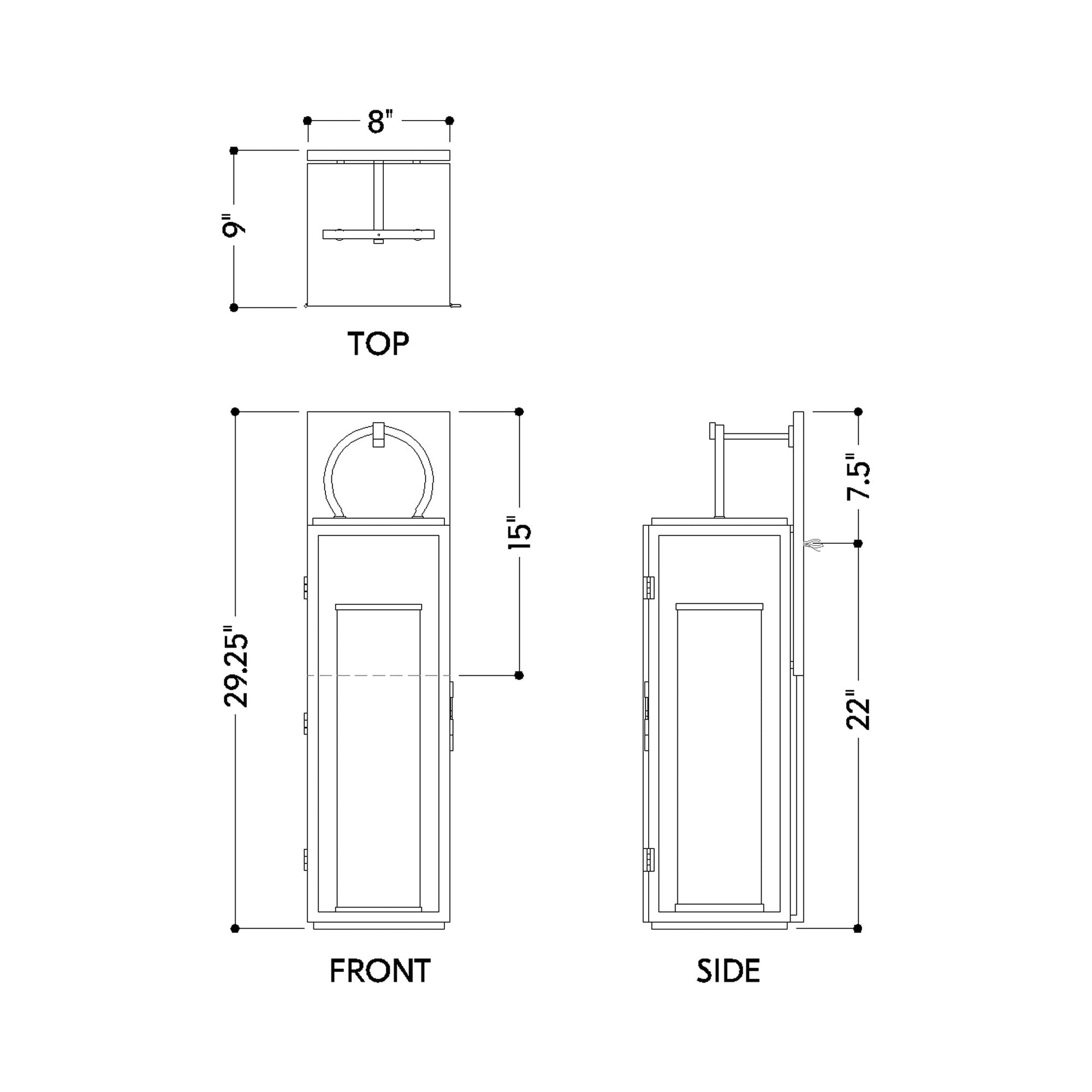 Gareth Outdoor LED Wall Light - line drawing.