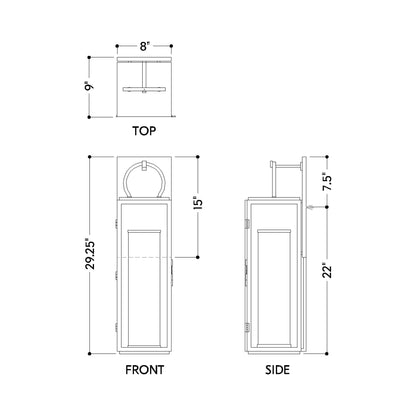Gareth Outdoor LED Wall Light - line drawing.