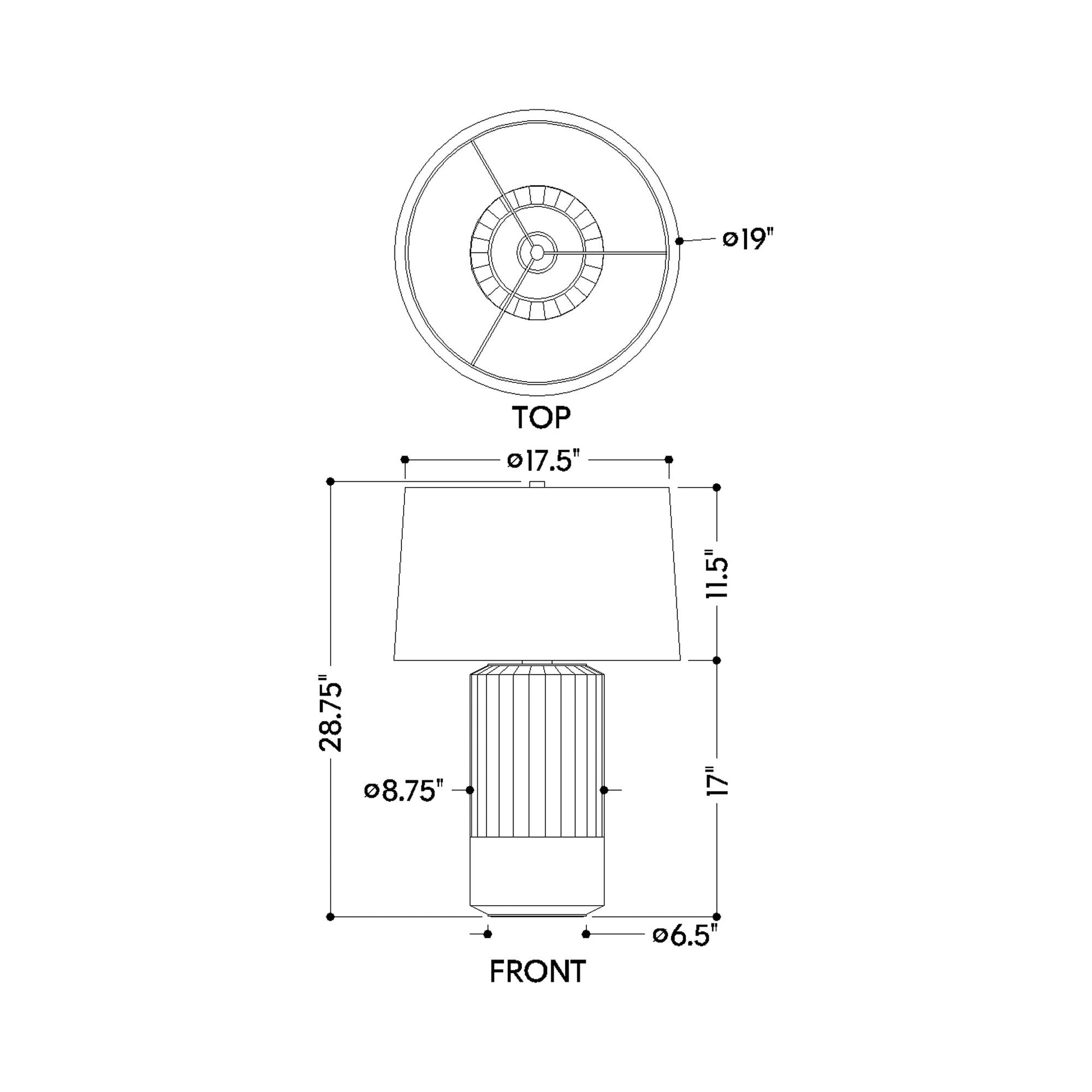 Greyson Table Lamp - line drawing.