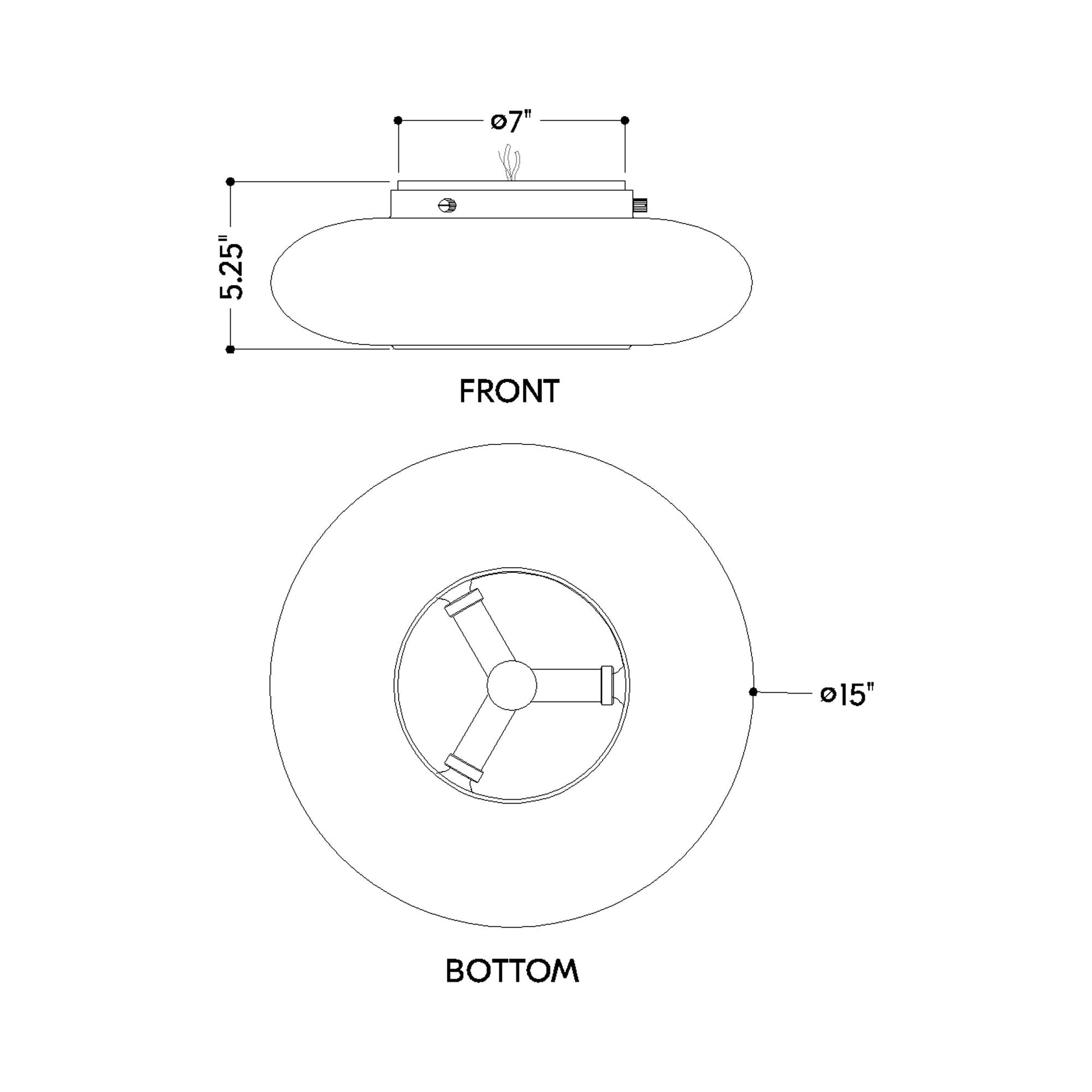 Gunner Flush Mount Ceiling Light - line drawing.