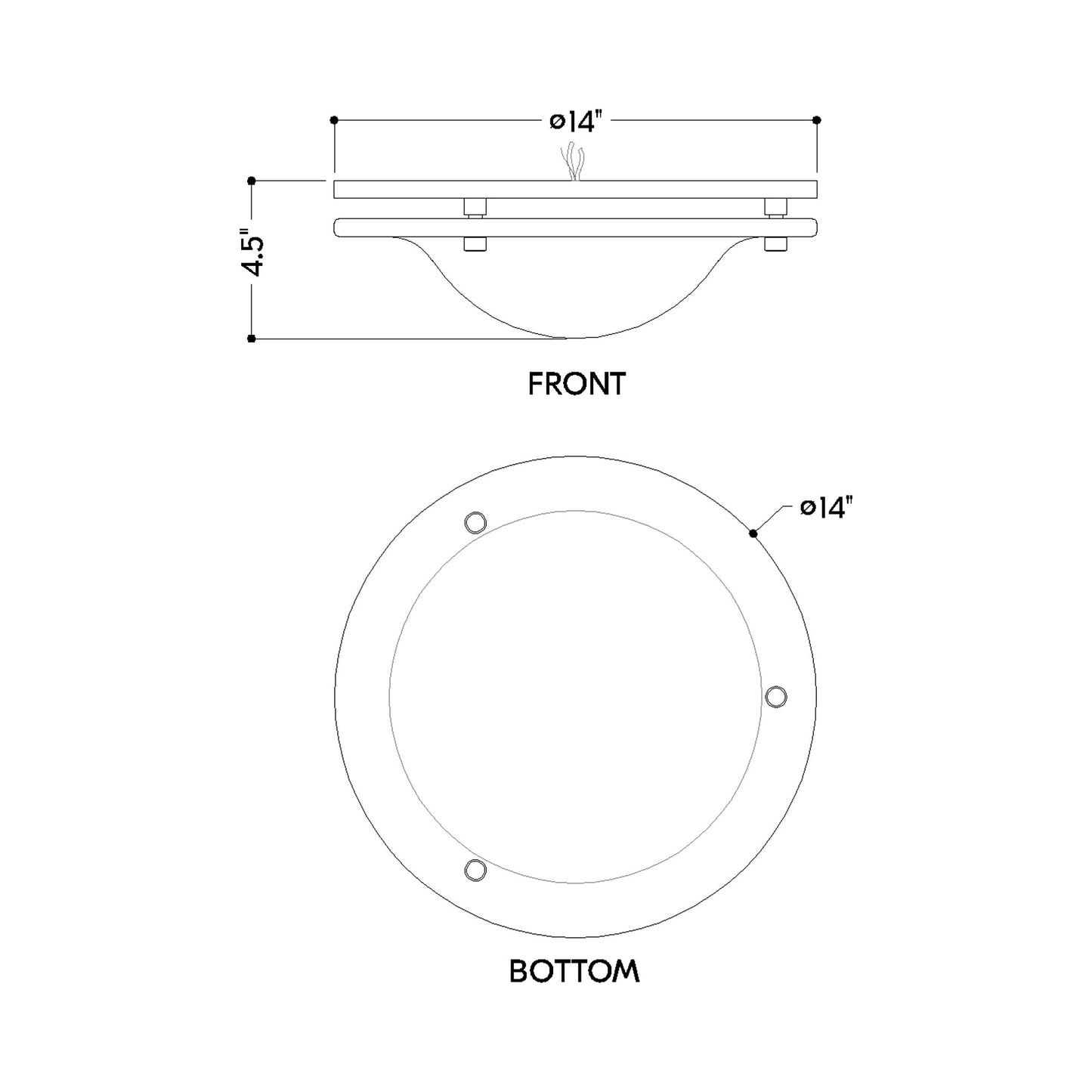 Halston LED Flush Mount Ceiling Light - line drawing.