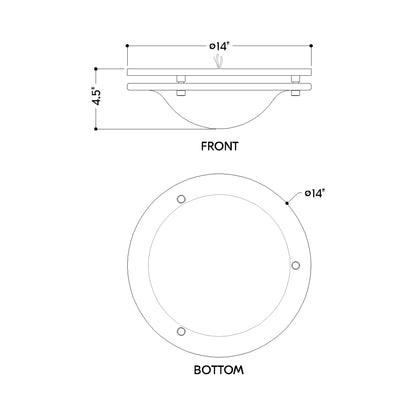 Halston LED Flush Mount Ceiling Light - line drawing.