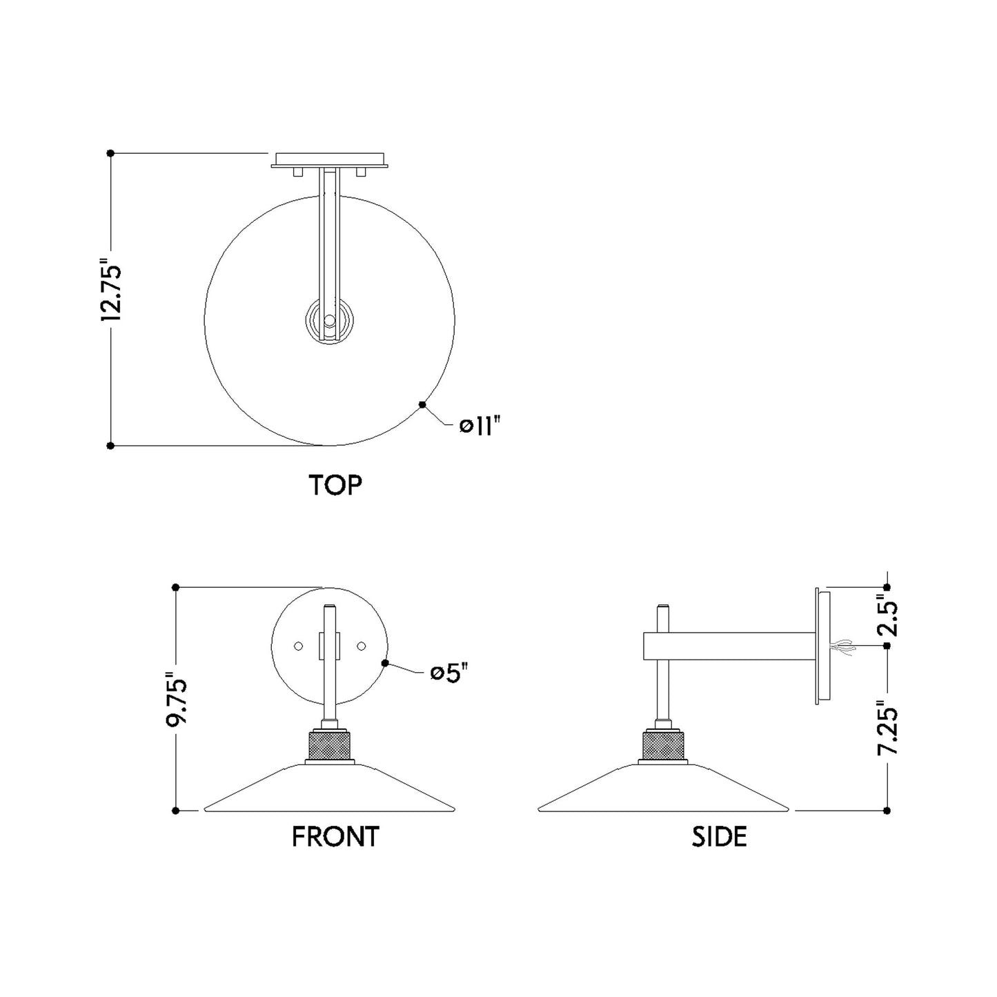 Harac Outdoor LED Wall Light - line drawing.