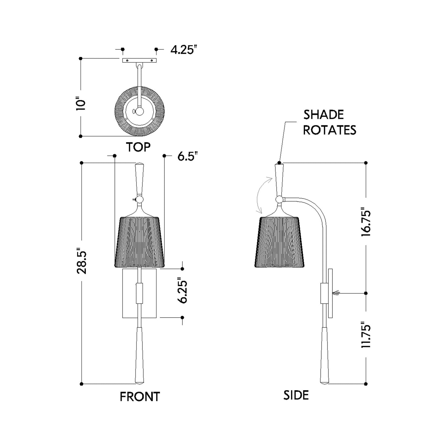 Harlyn Wall Light - line drawing.