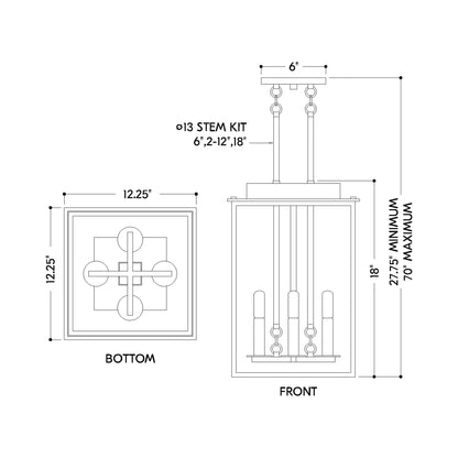 Hart Pendant Light - line drawing.